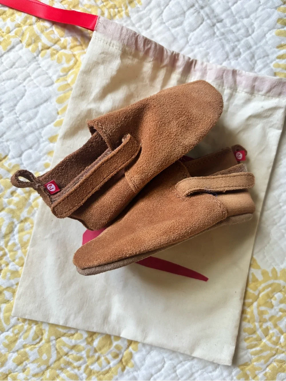 Zutano tan suede moccasin baby shoes